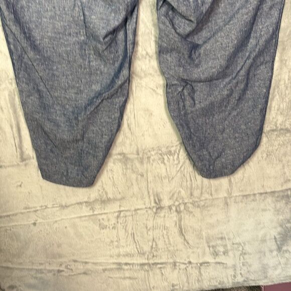 Old Navy Blue Linen Blend Drawstring Cropped Ankle Pants Size 4x - Picture 10 of 11